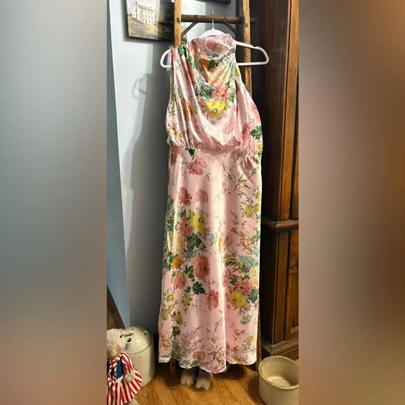 Petal and Pup Anabelle Halter Neck Midi Dress - Pink Floral (L) - Picture 2 of 7